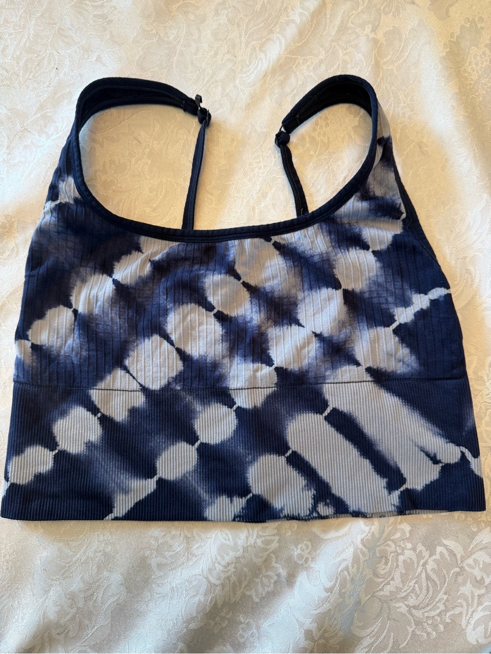 VS Pink Ribbed Tie-Dye Sports Bralette - Navy & White